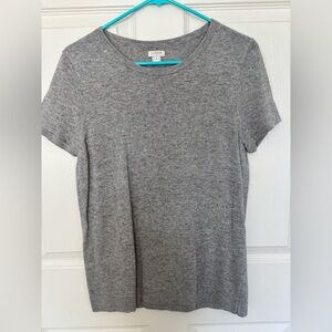 J. Crew Short Sleeve Heather Gray Teddy Sweater Knit Top